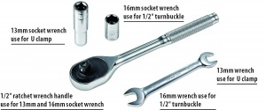 CTSC 1/2 (0.5 inch (12.7 mm)) Ratchet Handle (Knurling Grip), Total Length: 9.8 inches (250 mm) , 13mm/16mm Wrentch and Socket Wrentch Tooling SET (silver)
