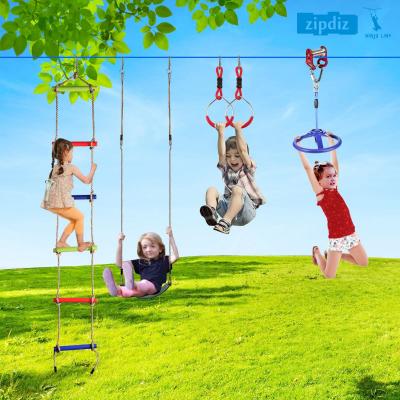 Zipdiz Ninja Slackline Kit with Full Accessories Ninja Slider Slackline Pulley Spring Brake Colorful Fun For The Whole Family 2024 New (up to 250lbs)