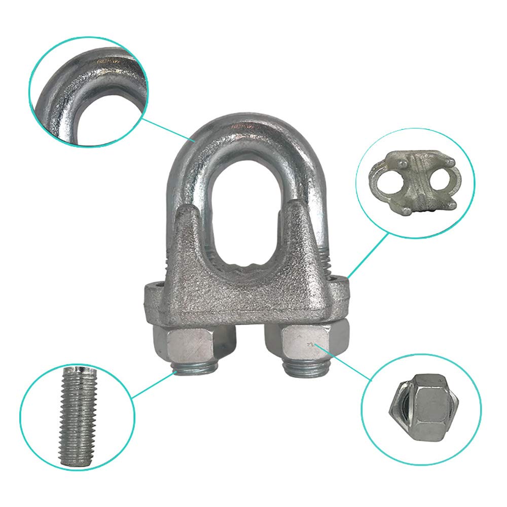 CTSC Wire Rope Clamp 3/8 inch 3 Pack Zinc Plated - Wire Rope Clip