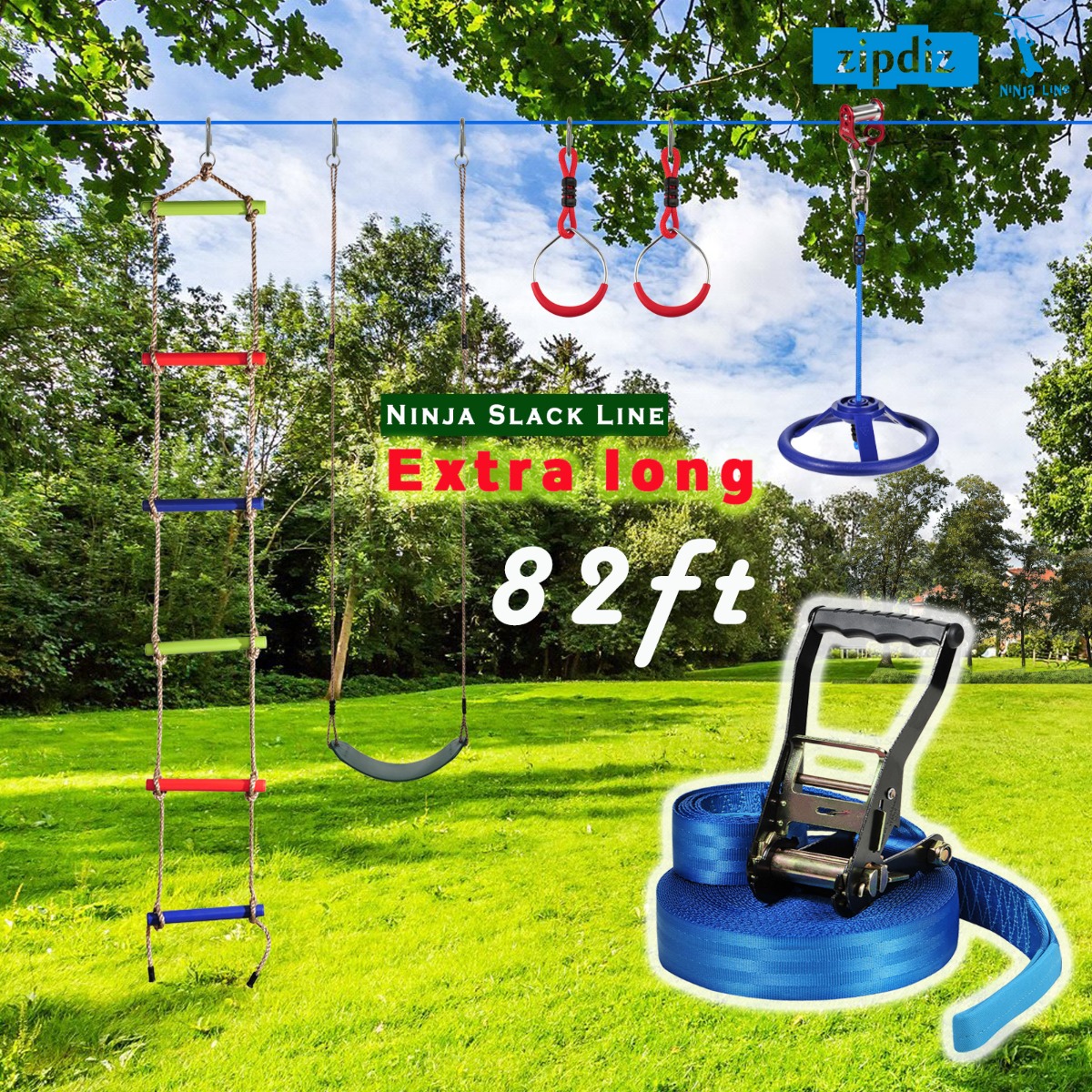 Ninja Slackline XL with Slackline for easy game